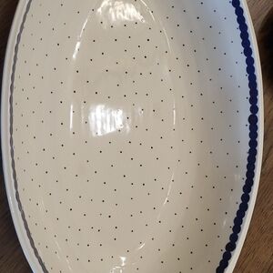 Classic White and Blue Dotted Serving Platter